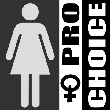 The symbol of a woman and the writing "pro choice."