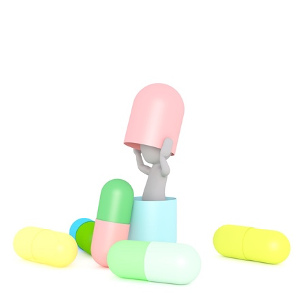 Colorful pill capsules. 