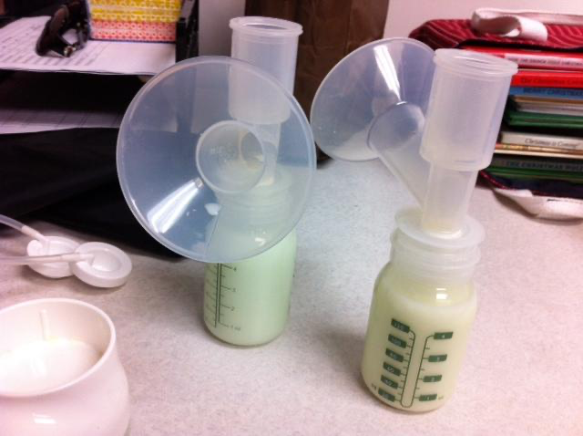 Bottled breast milk.