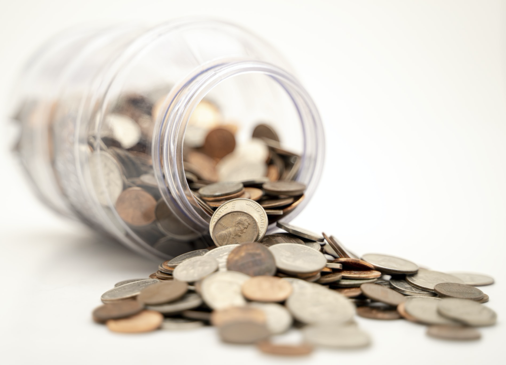 A jar of coins. 