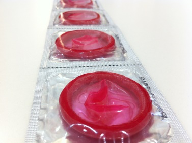A few red condoms. 