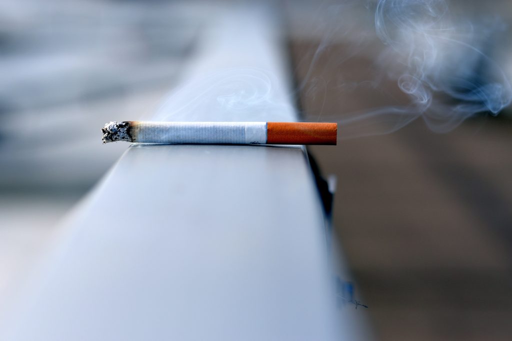 Smoke coming out of a cigarette.
