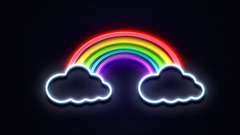neon rainbow on black background