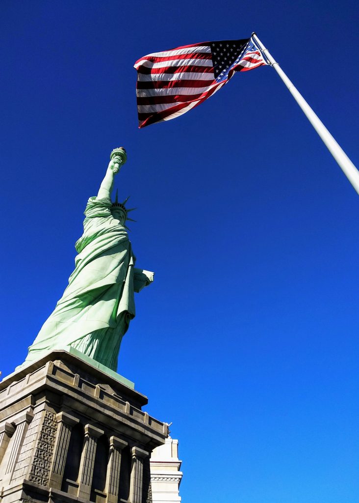 Statue of Liberty and U.S.A. flag
